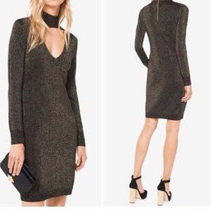 Michael Kors Black & Gold Choker Dress
